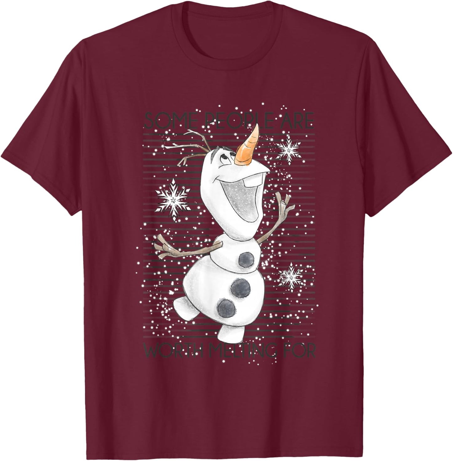 Disney Frozen Olaf Some People are Worth Melting for T-Shirt - T-Shirt | Maroon