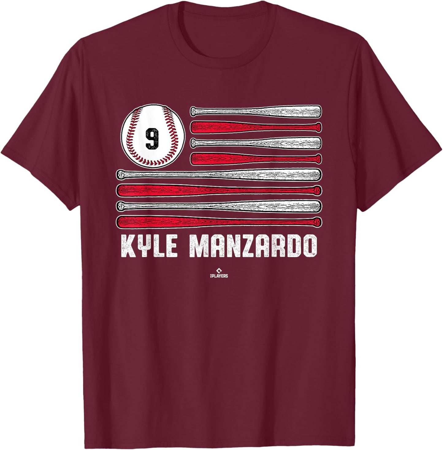 Baseball American Flag Kyle Manzardo Cleveland Baseball T-Shirt - T-Shirt | Maroon