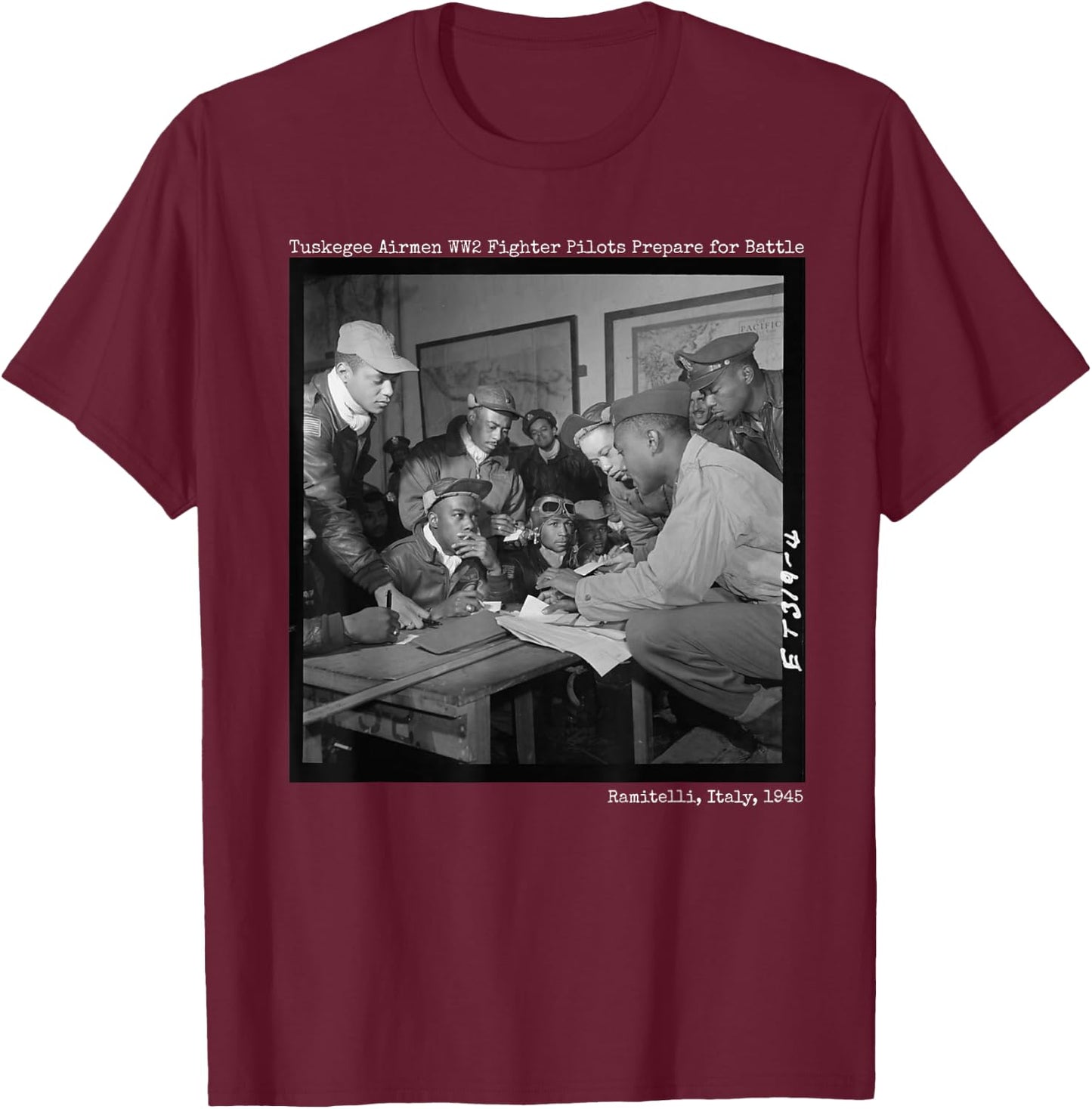 Tuskegee Airmen Preparing for Battle WW2 Small T-Shirt - T-Shirt | Maroon