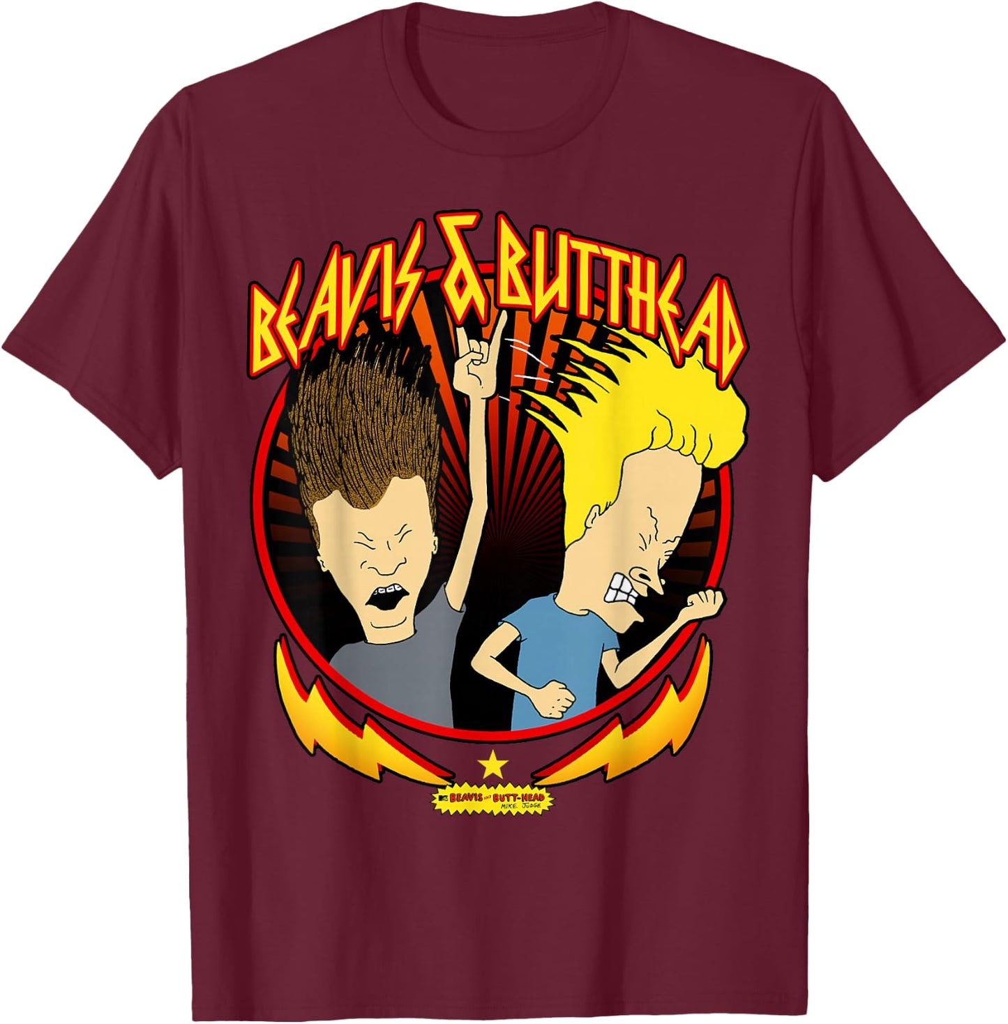 Beavis and Butt-Head Metal Colors Rock Out Graphic T-Shirt - T-Shirt | Maroon