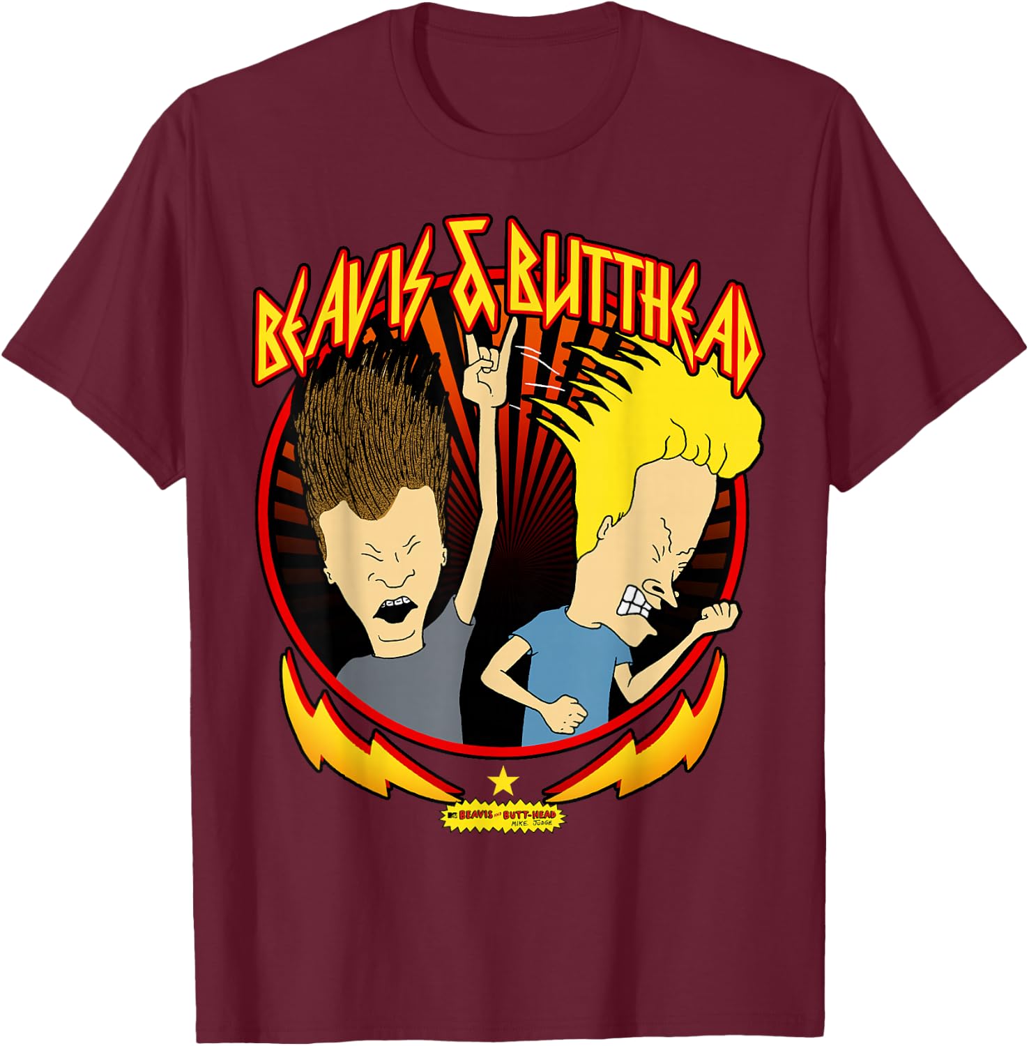 Beavis and Butt-Head Metal Colors Rock Out Graphic T-Shirt - T-Shirt | Maroon