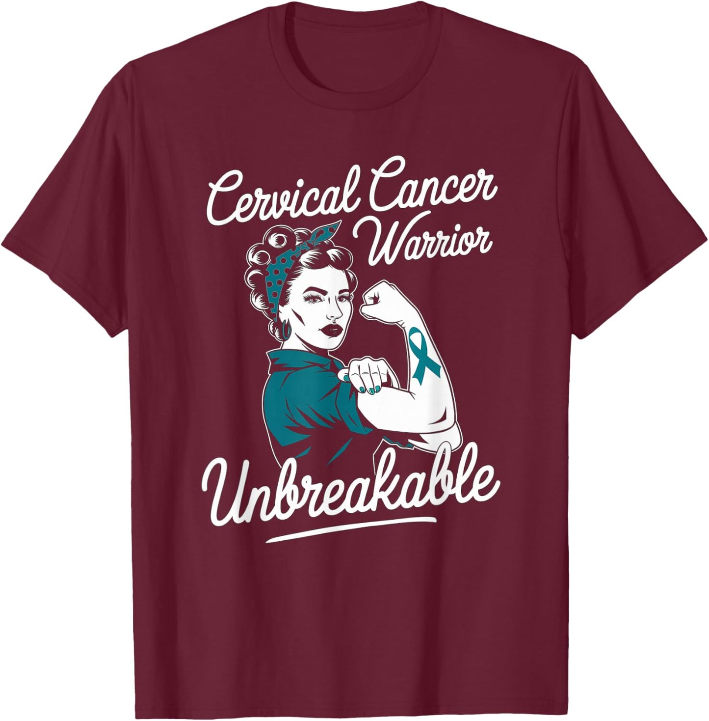Cervical Cancer Warrior Unbreakable Cervical Cancer Survivor T-Shirt - T-Shirt | Maroon