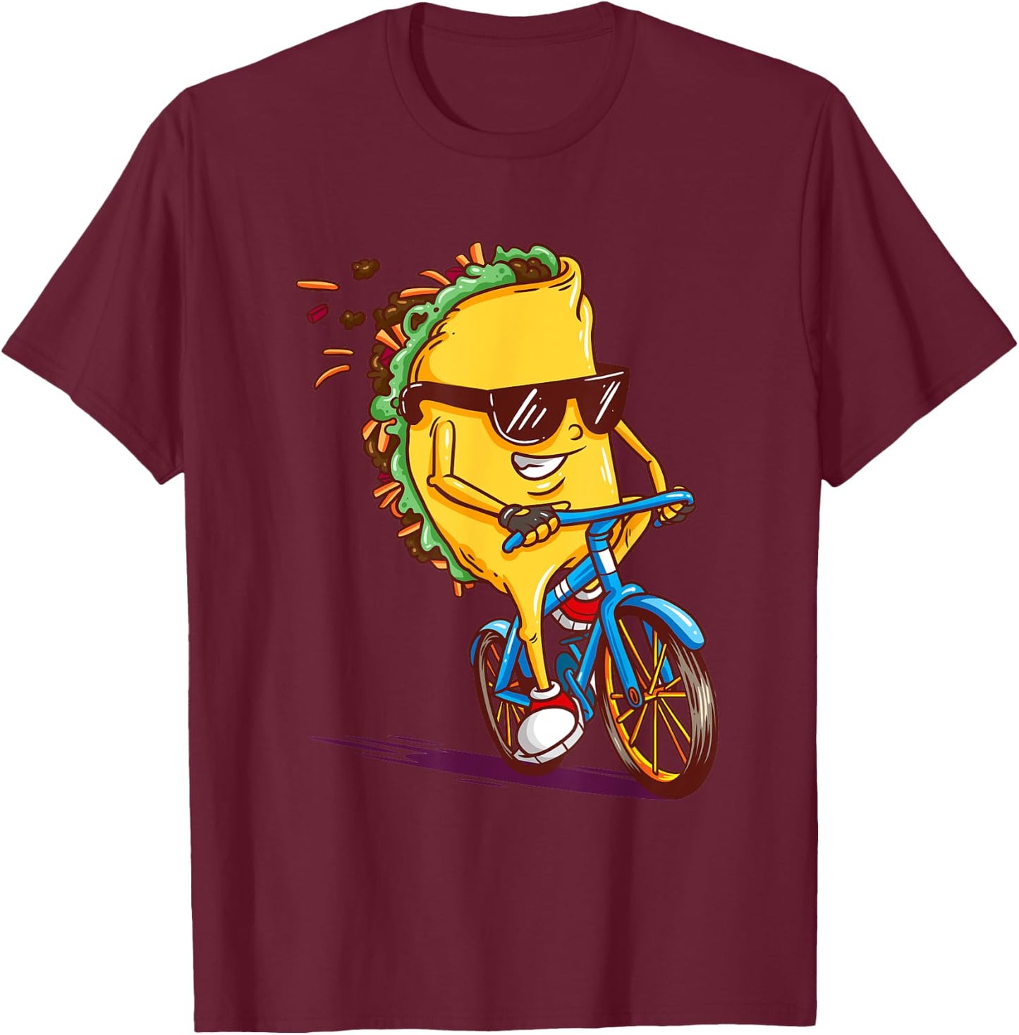 Cycling Tacos Shirt Road Bike Bicycle Cyclist Gift T-Shirt - T-Shirt | Maroon
