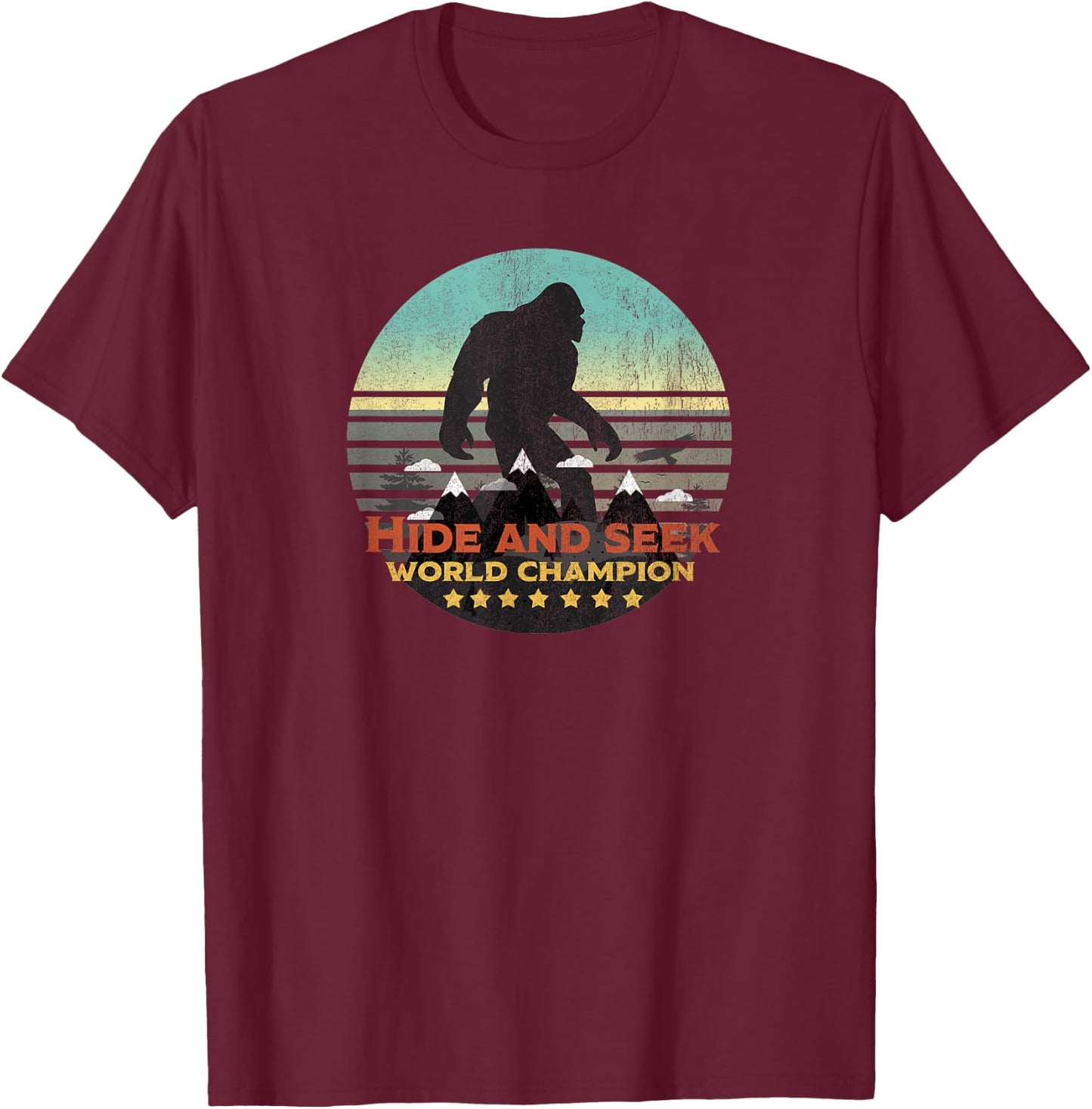 Hide and Seek Champion Retro Big foot is real T-Shirt - T-Shirt | Maroon