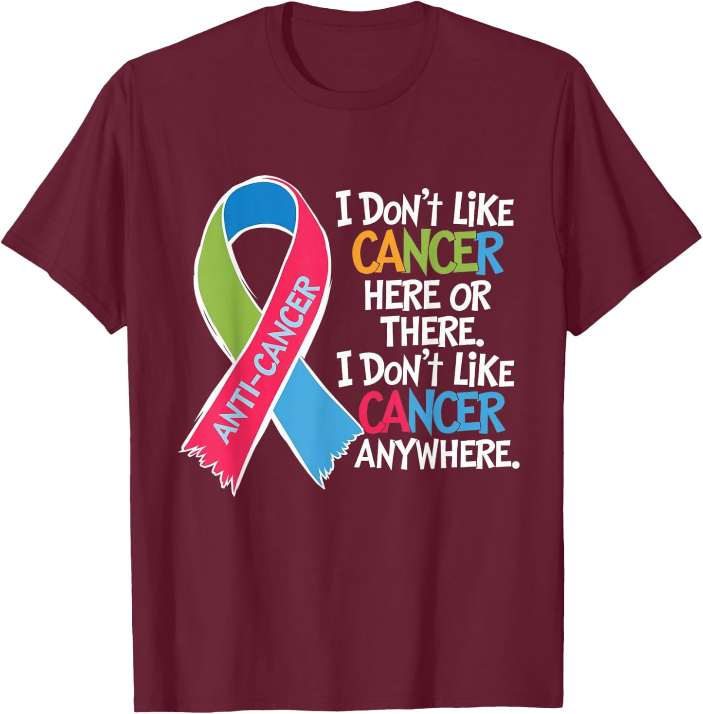 I Do Not Like Cancer Here Or There Apparel squad I Do Not Like Cancer Cancer Awareness Motivation T-Shirt - T-Shirt | Maroon