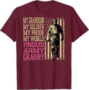 My Grandson My Soldier Hero Proud Army Granny - Grandma T-Shirt - T-Shirt | Maroon