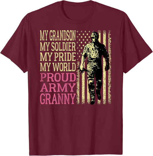 My Grandson My Soldier Hero Proud Army Granny - Grandma T-Shirt - T-Shirt | Maroon