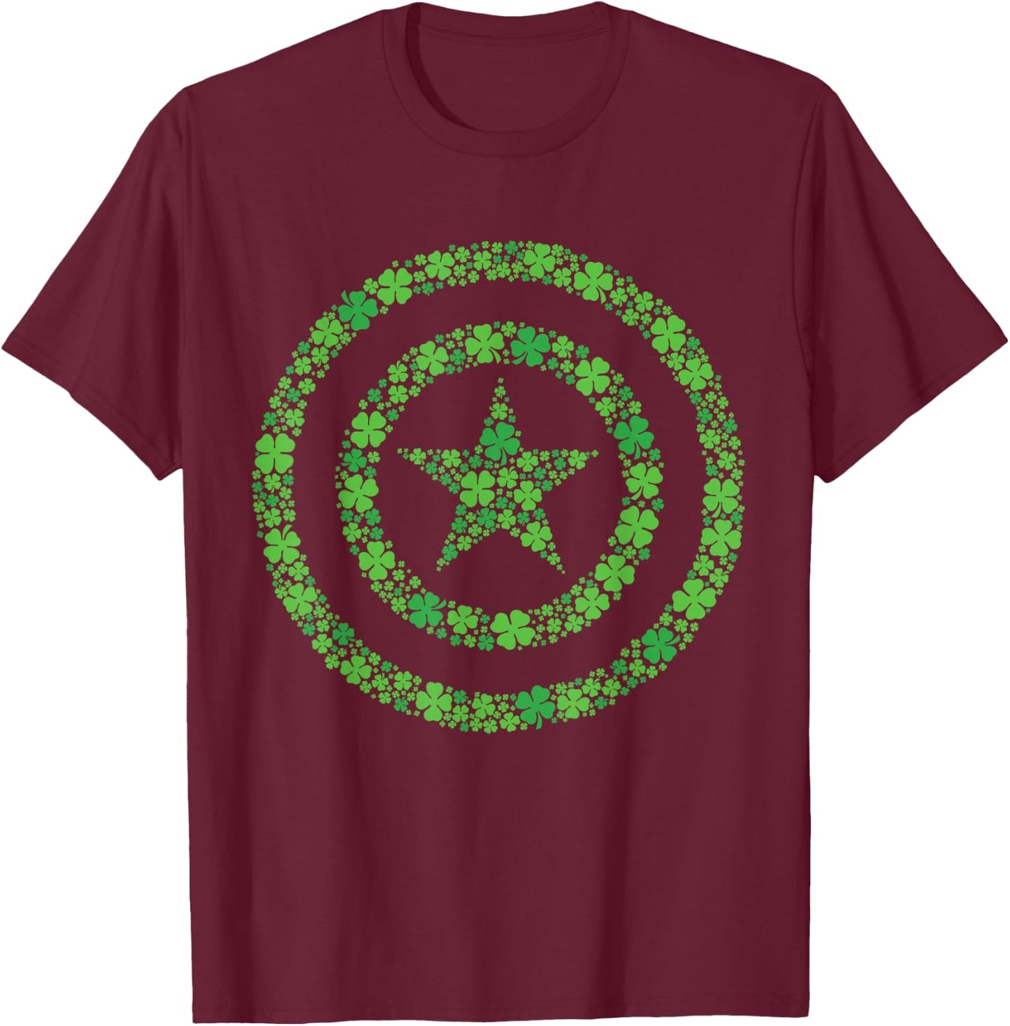 Marvel Captain America St Patrick's Day Green Clover Shield T-Shirt - T-Shirt | Maroon