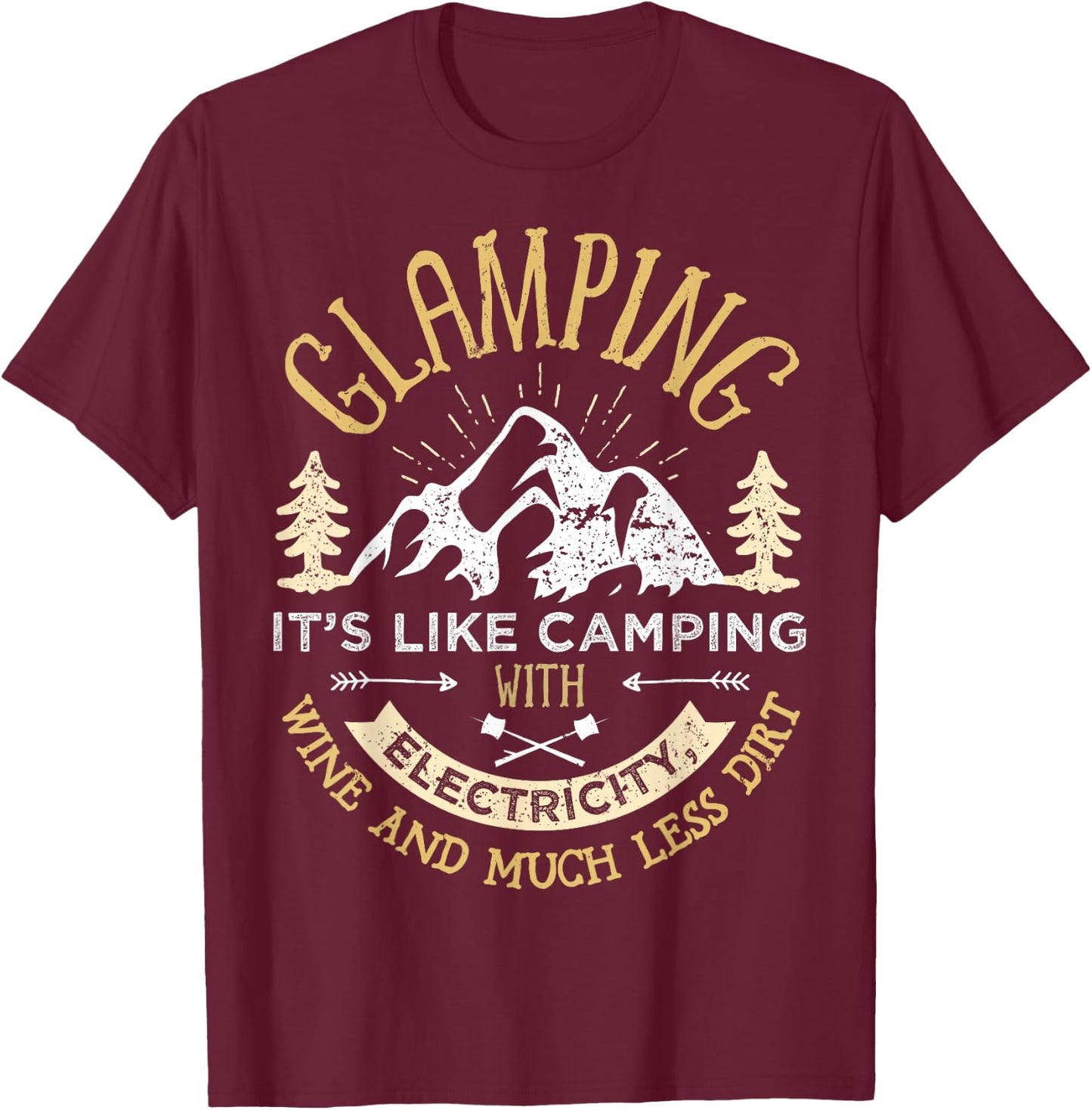 Glamping Definition Glamper Women Men Wine Funny Camping Small T-Shirt - T-Shirt | Maroon