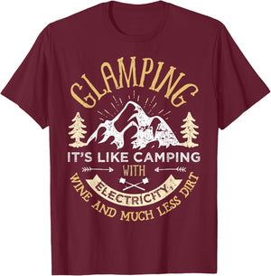 Glamping Definition Glamper Women Men Wine Funny Camping Small T-Shirt - T-Shirt | Maroon