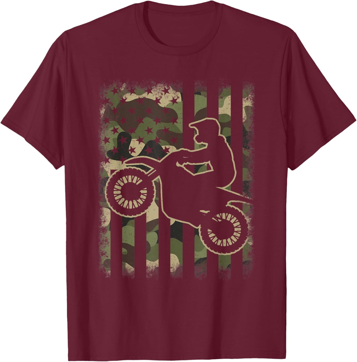 Motocross American Flag Dirt Bike Lover Men Women Kids T-Shirt - T-Shirt | Maroon
