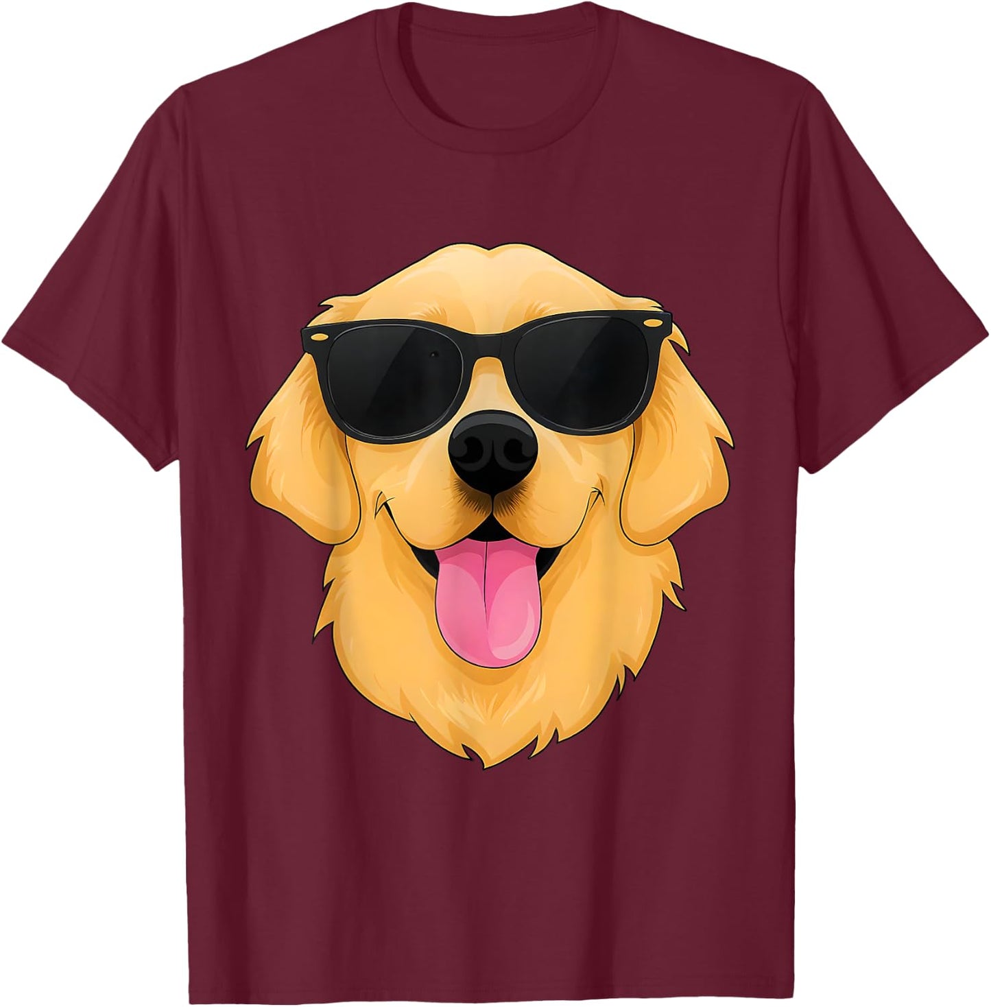 Golden Retriever Sunglasses Pet for Kids Boys Girls T-Shirt - T-Shirt | Maroon