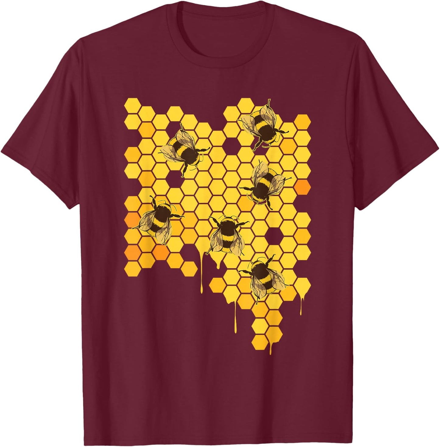 Honey Bee Hive Honeycomb Beekeeping Beekeeper Gift T-Shirt - T-Shirt | Maroon