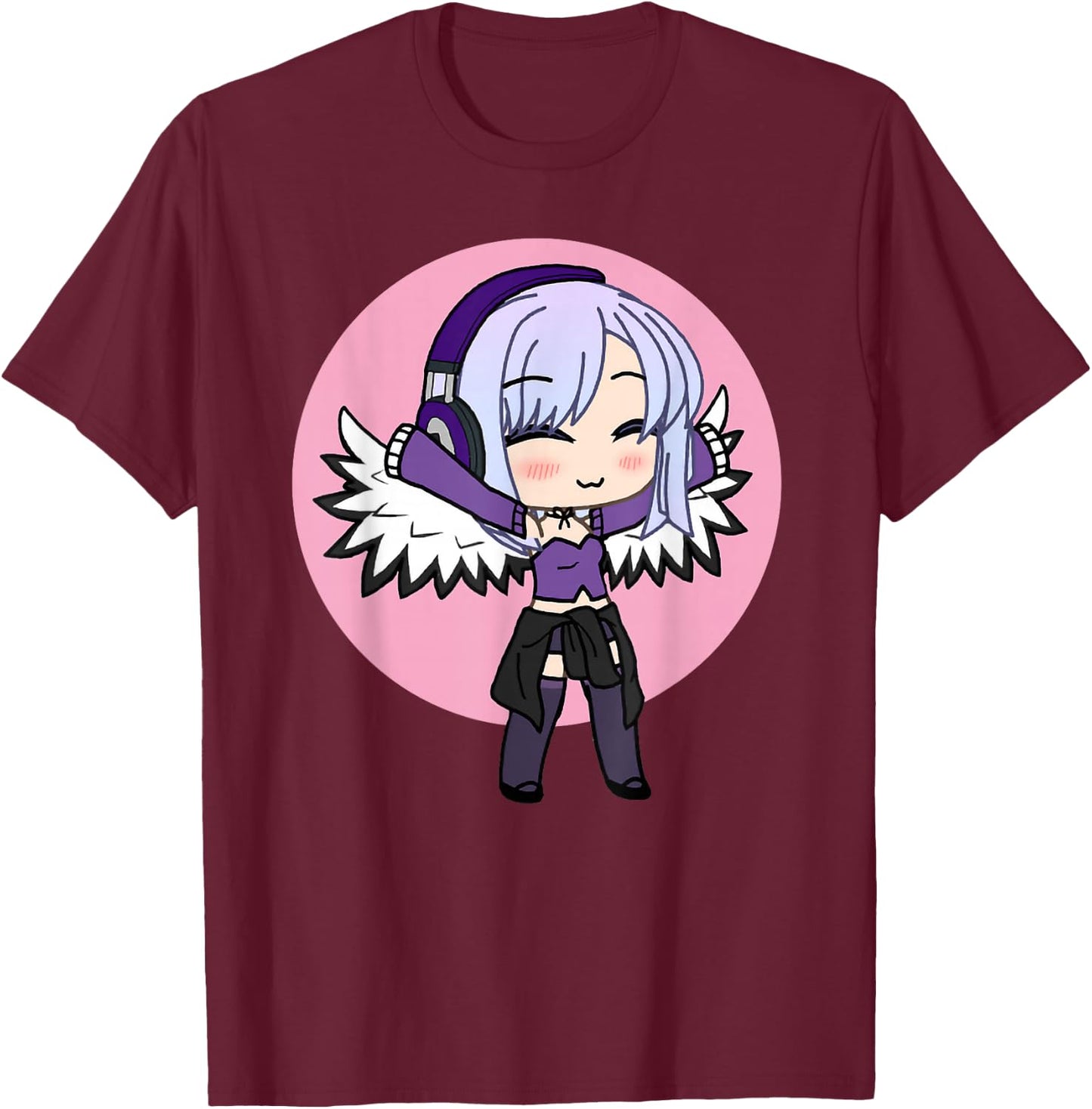 Cute Chibi Style Kawaii Anime Girl with Wings T-Shirt - T-Shirt | Maroon