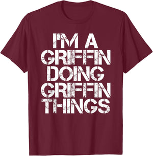 GRIFFIN Funny Surname Family Tree Birthday Reunion Gift T-Shirt - T-Shirt | Maroon