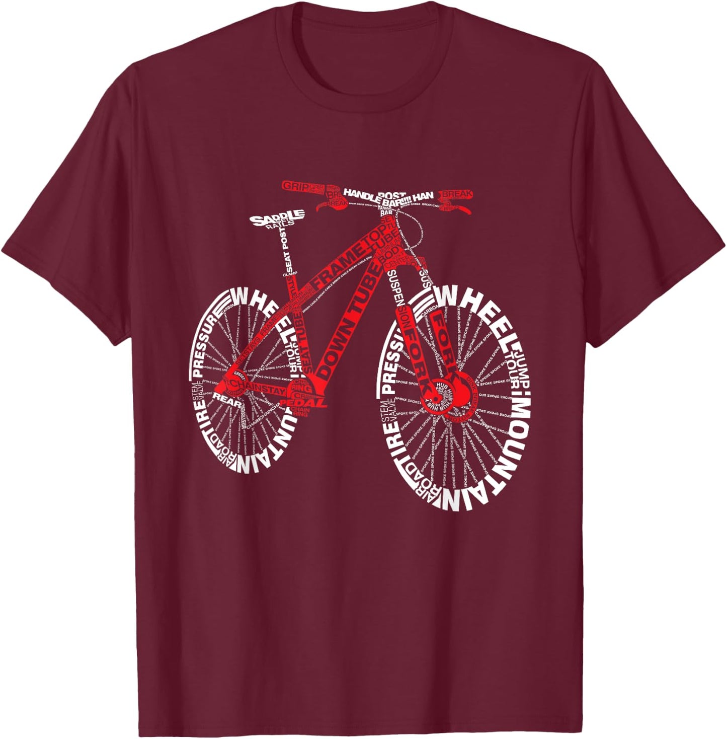 Bicycle Amazing Anatomy Mountain Bike T-Shirt - T-Shirt | Maroon