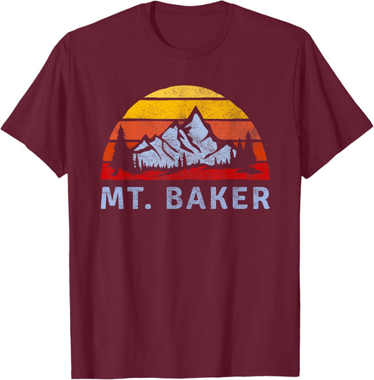 Mt. Baker Retro Mountain Sunset design T-Shirt - T-Shirt | Maroon