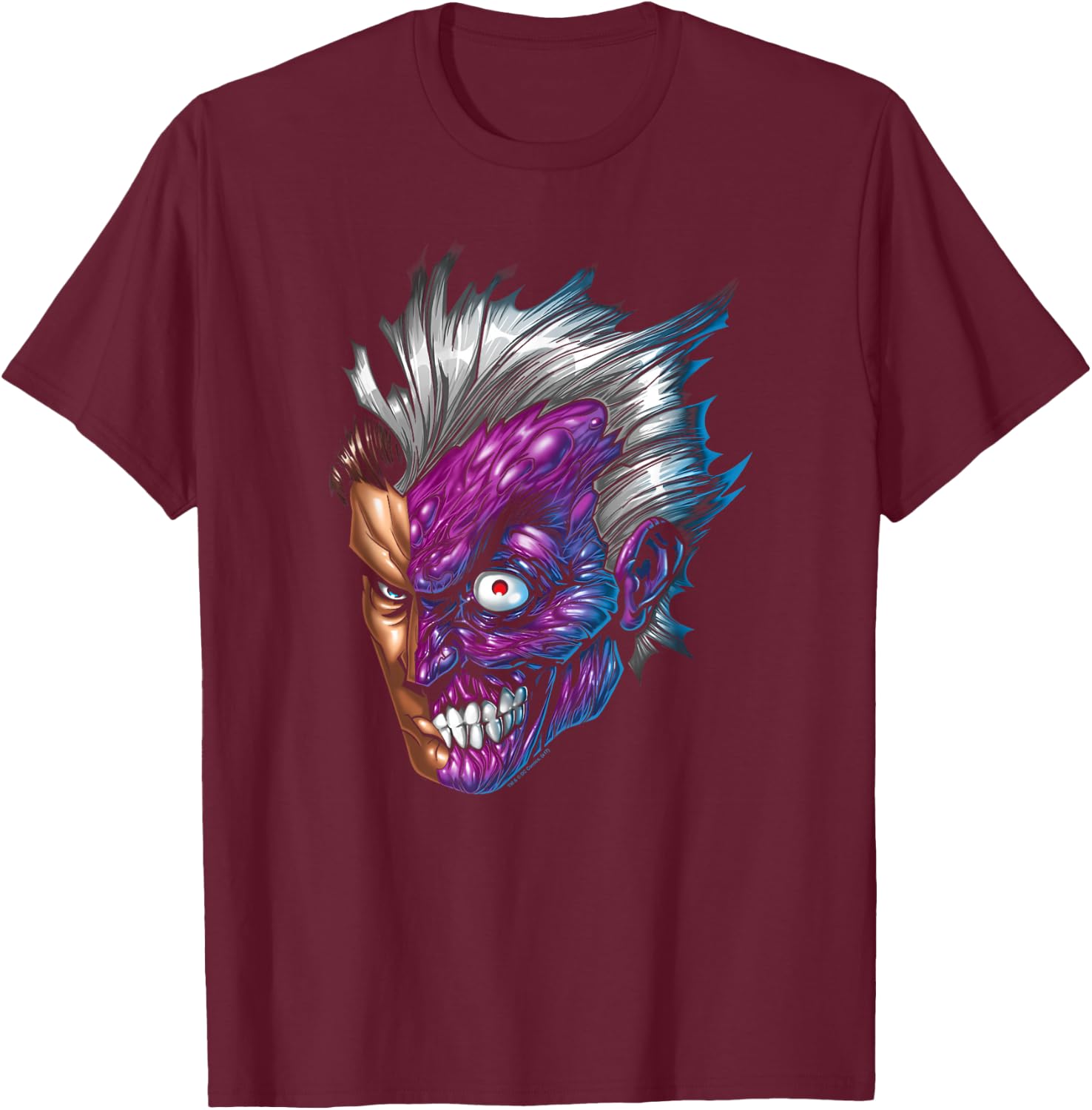 Batman Two-Face Just Face T-Shirt - T-Shirt | Maroon