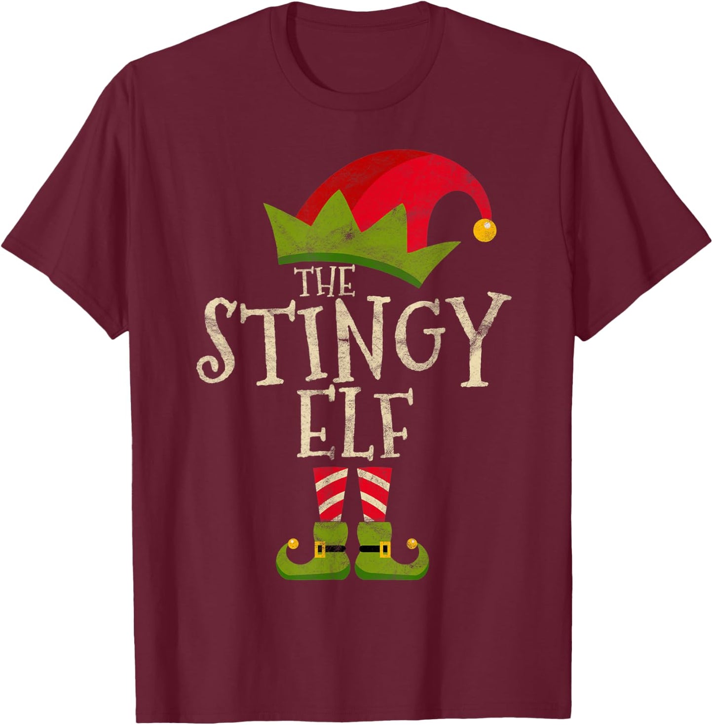 Easy The Stingy Elf Xmas Costume Family Group Gift Christmas T-Shirt - T-Shirt | Maroon