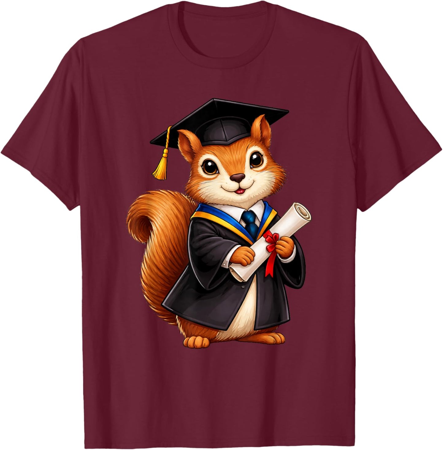 Cute Squirrel Graduation T-Shirt - T-Shirt | Maroon