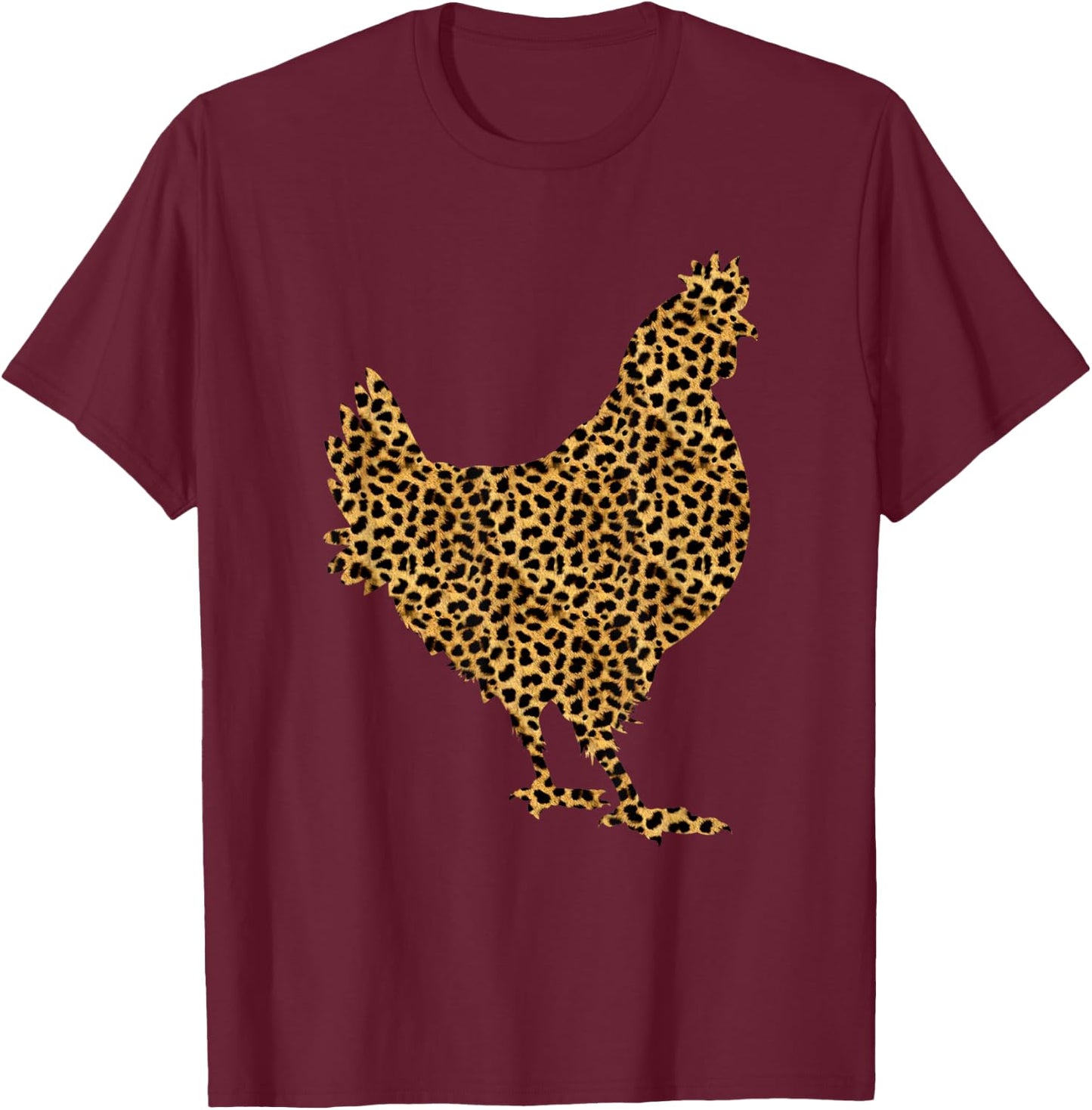 Chicken Leopard Print Hen Fowl Animal Lover Women Gift T-Shirt - T-Shirt | Maroon