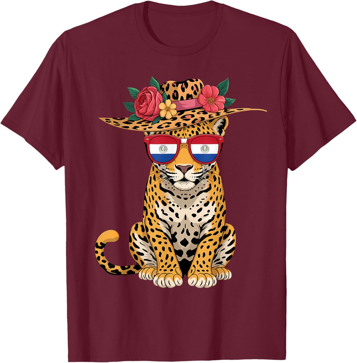 Paraguay Roots Leopard Paraguayan Flag T-Shirt - T-Shirt | Maroon