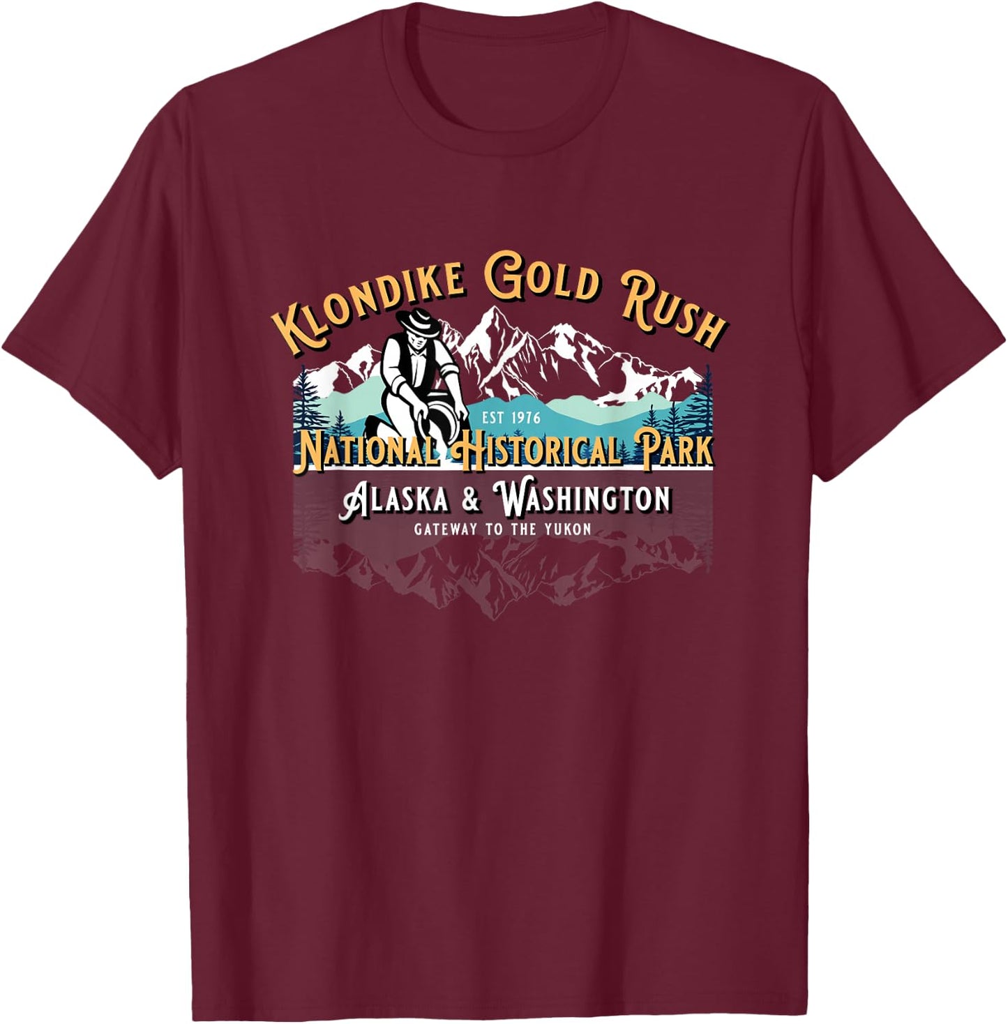 Skagway Klondike Gold Rush National Historical Park Souvenir T-Shirt - T-Shirt | Maroon
