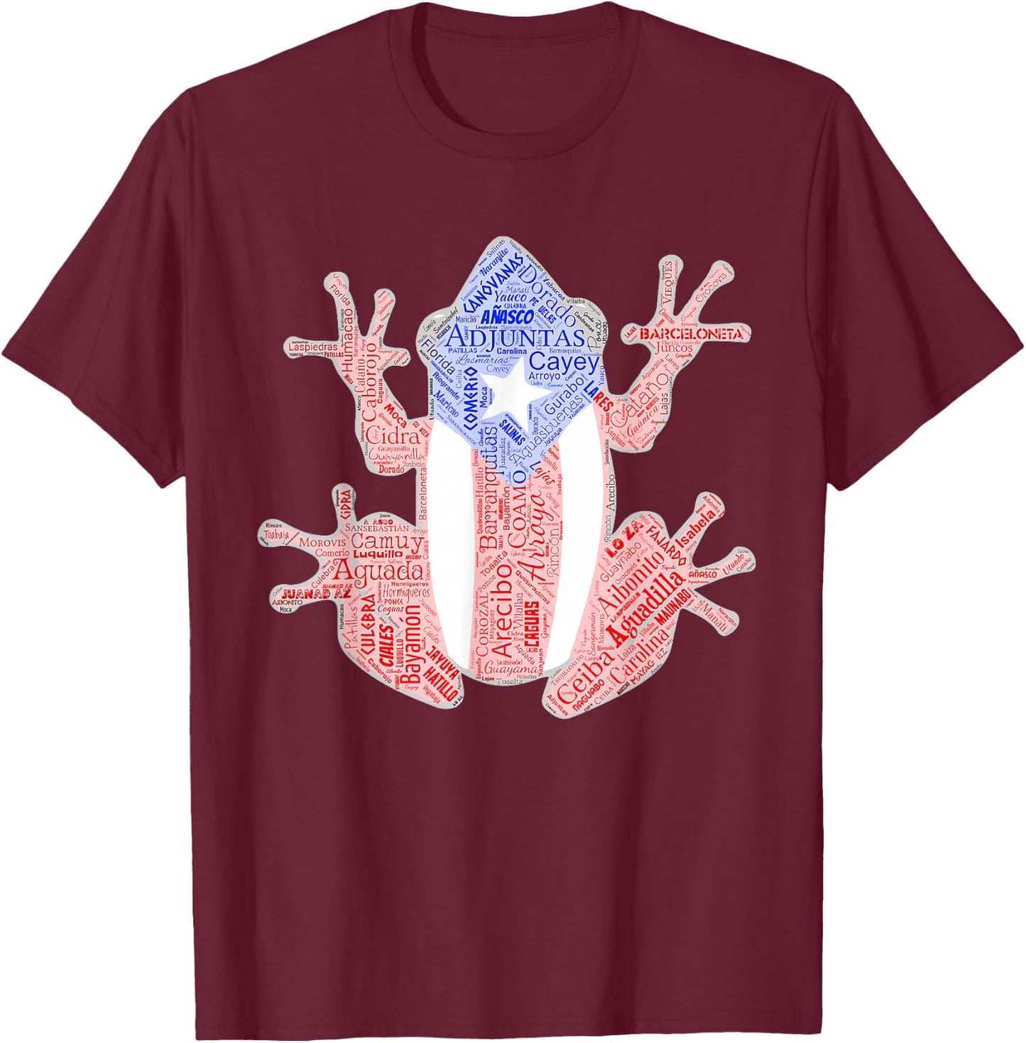 Coqui Shirt Taino Shirt Puerto Rico Flag cities Boricua T-Shirt - T-Shirt | Maroon