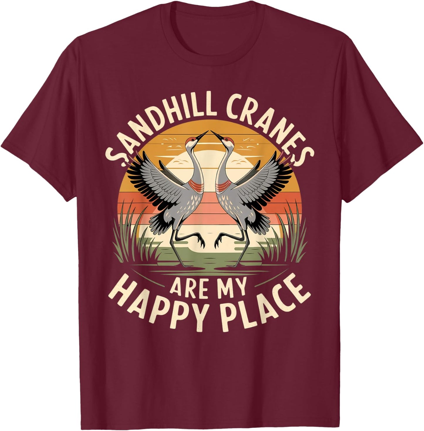 Sandhill Crane – Majestic Bird Lover Design T-Shirt - T-Shirt | Maroon