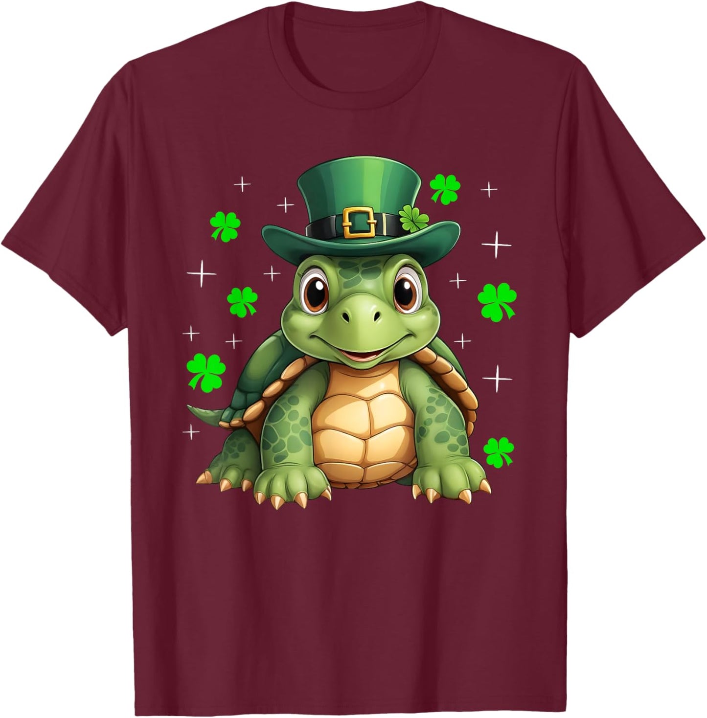 Irish Shamrock Leprechaun Hat Turtle St Patrick's Day T-Shirt - T-Shirt | Maroon