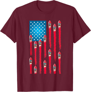 Speed Boat Flag Design, Patriotic American Flag T-Shirt - T-Shirt | Maroon