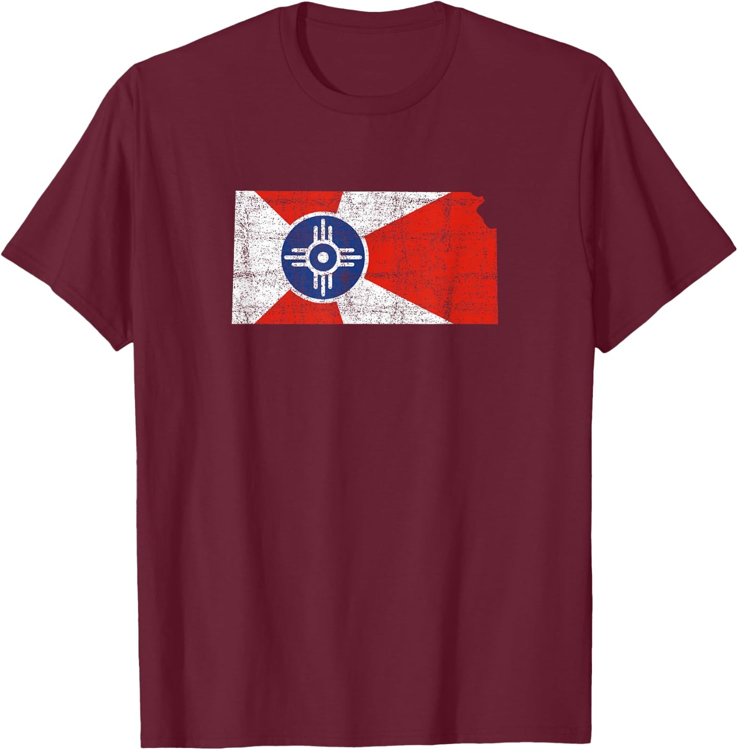 Wichita Kansas Flag Distressed Design - Wichita Kansas T-Shirt - T-Shirt | Maroon