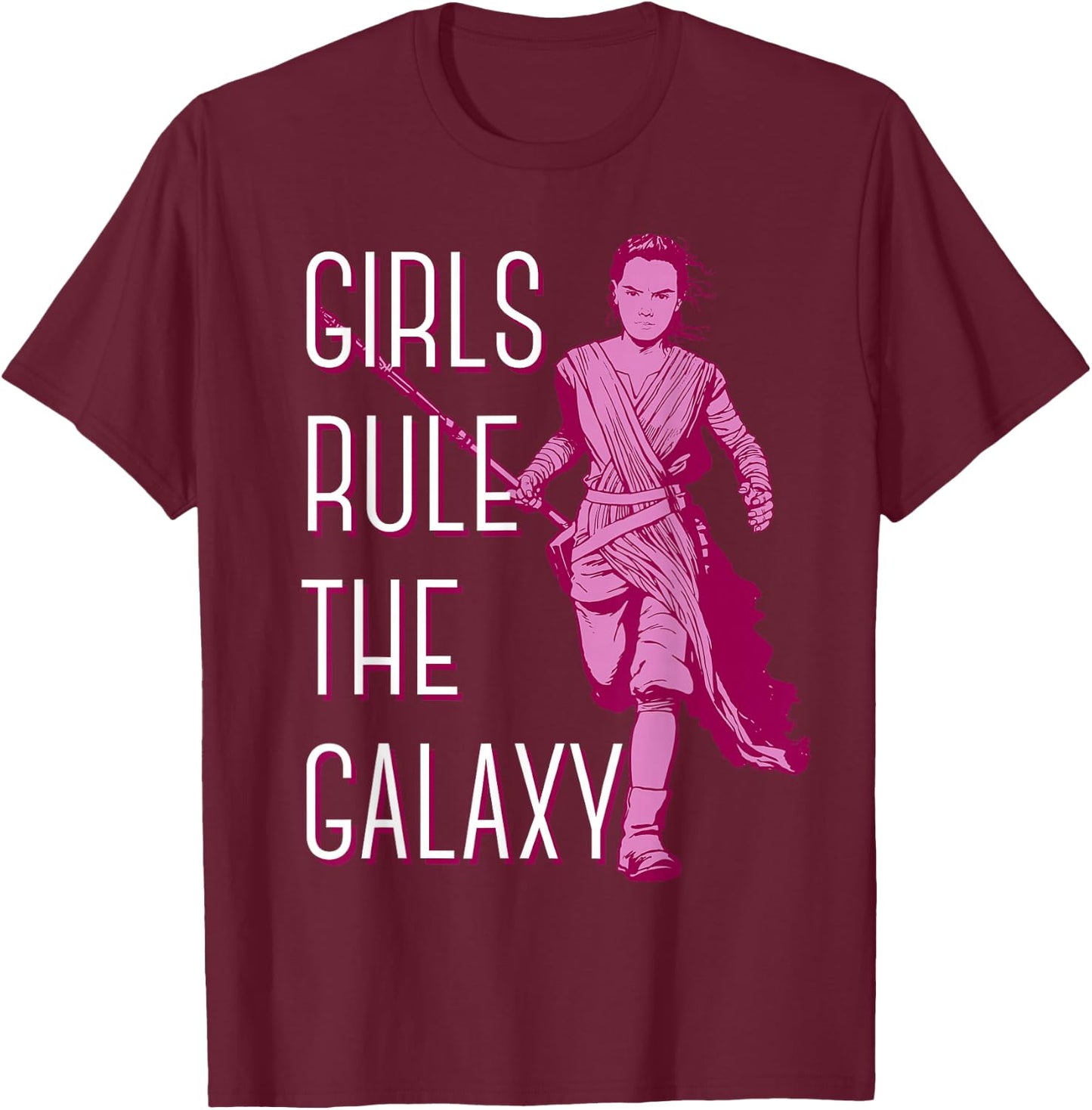 Star Wars Episode 7 Rey Girls Rule The Galaxy C2 T-Shirt - T-Shirt | Maroon