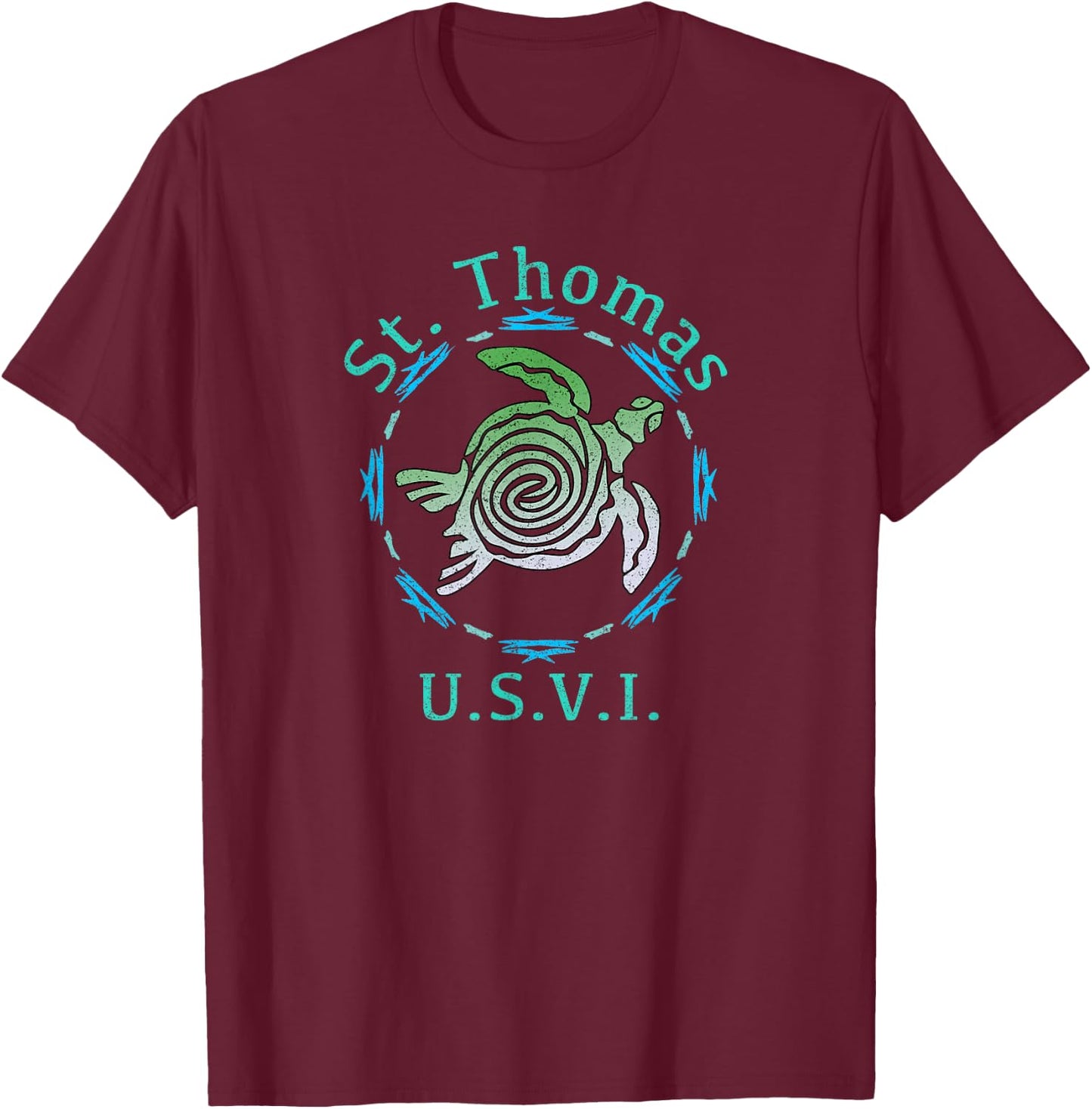 St. Thomas Vintage Tribal Turtle T-Shirt - T-Shirt | Maroon
