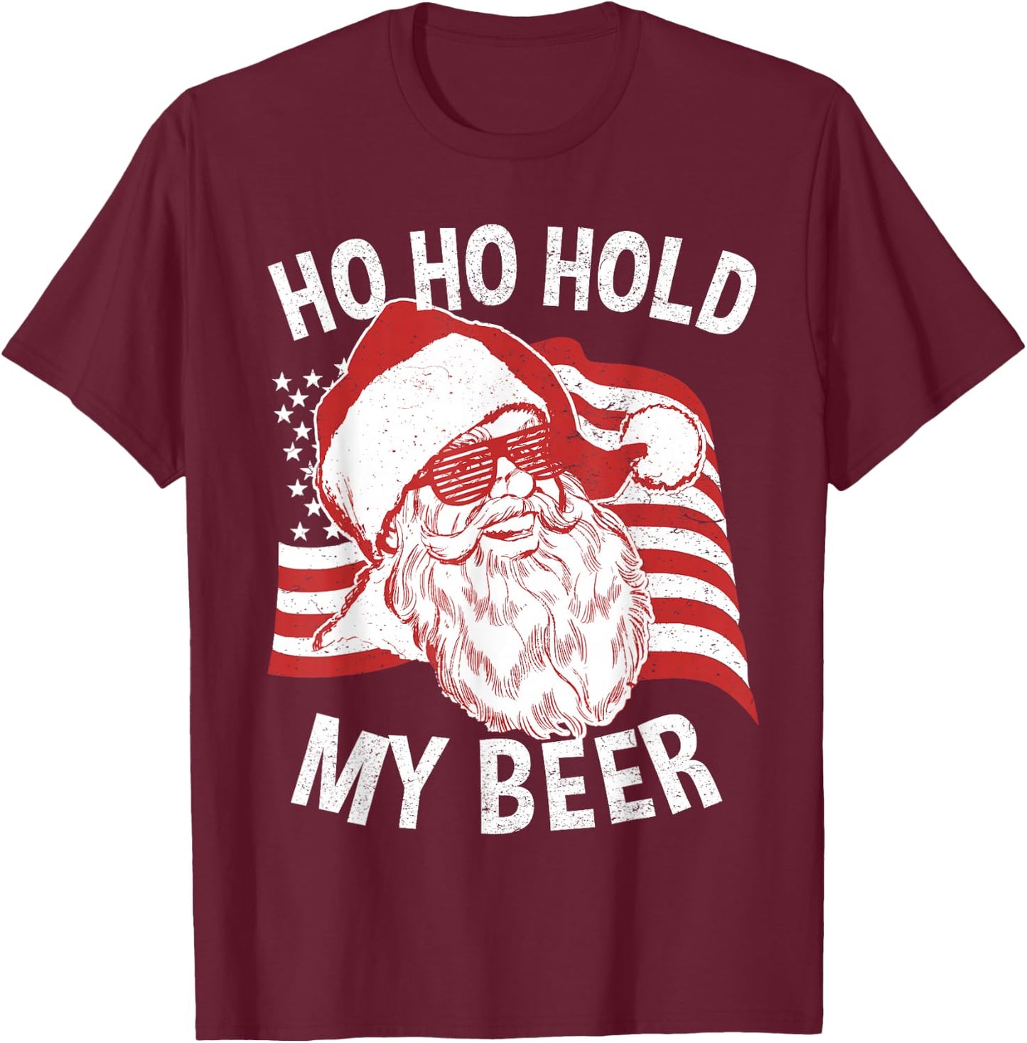 Christmas In July Shirt | Santa Ho Ho Hold My Beer T-Shirt - T-Shirt | Maroon