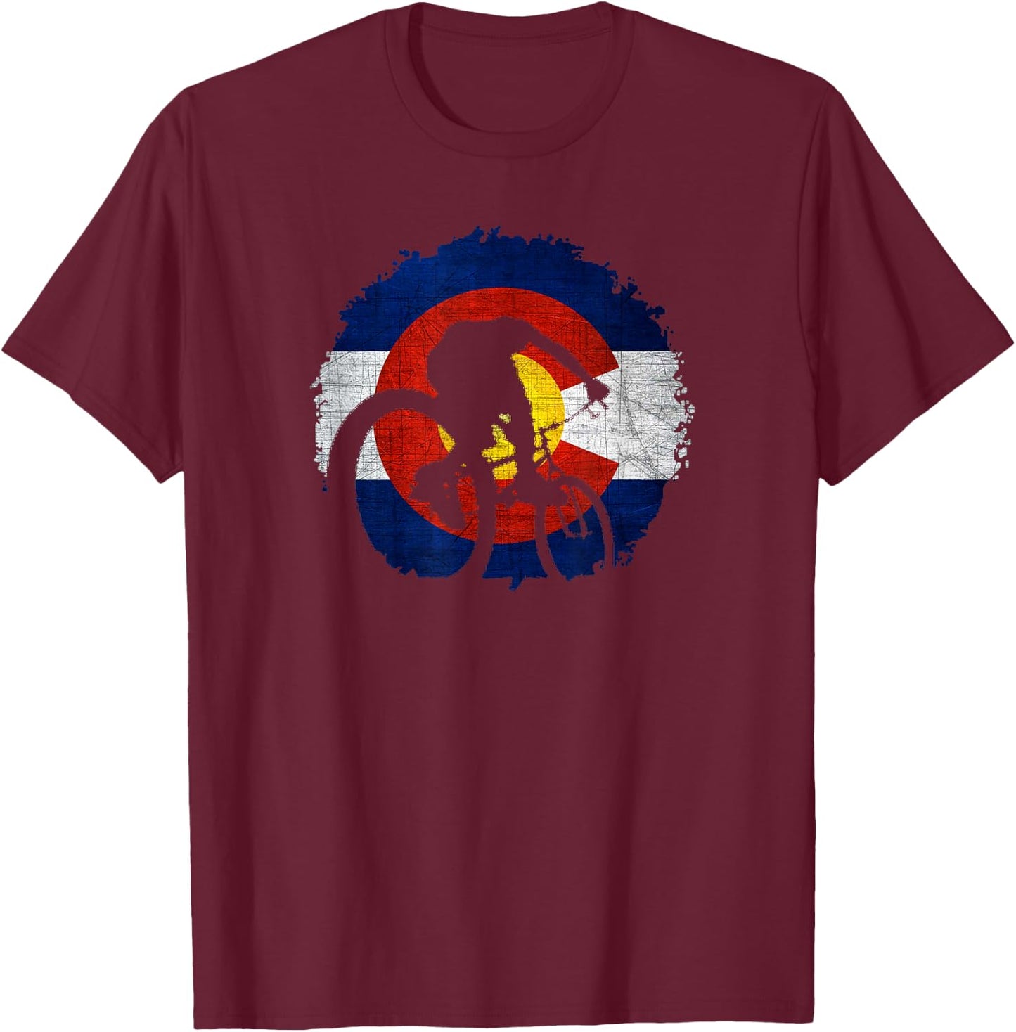 Colorado Mountain Biking, Cycling, Bicycle T-Shirt - T-Shirt | Maroon