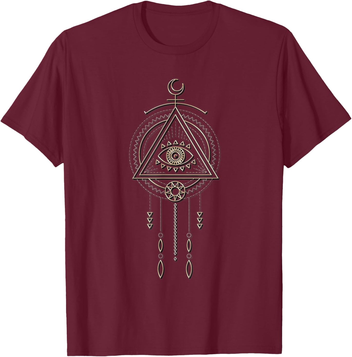 Tribal Shaman Watching Eye T Shirt Mandala Sacred Geometry T-Shirt - T-Shirt | Maroon