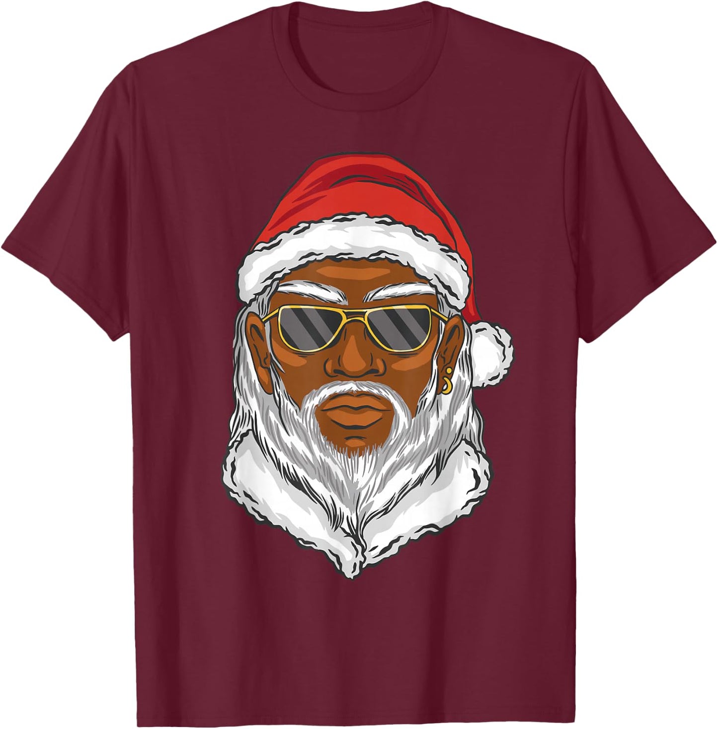 Black African American Santa Christmas Xmas Humor Men Women T-Shirt - T-Shirt | Maroon