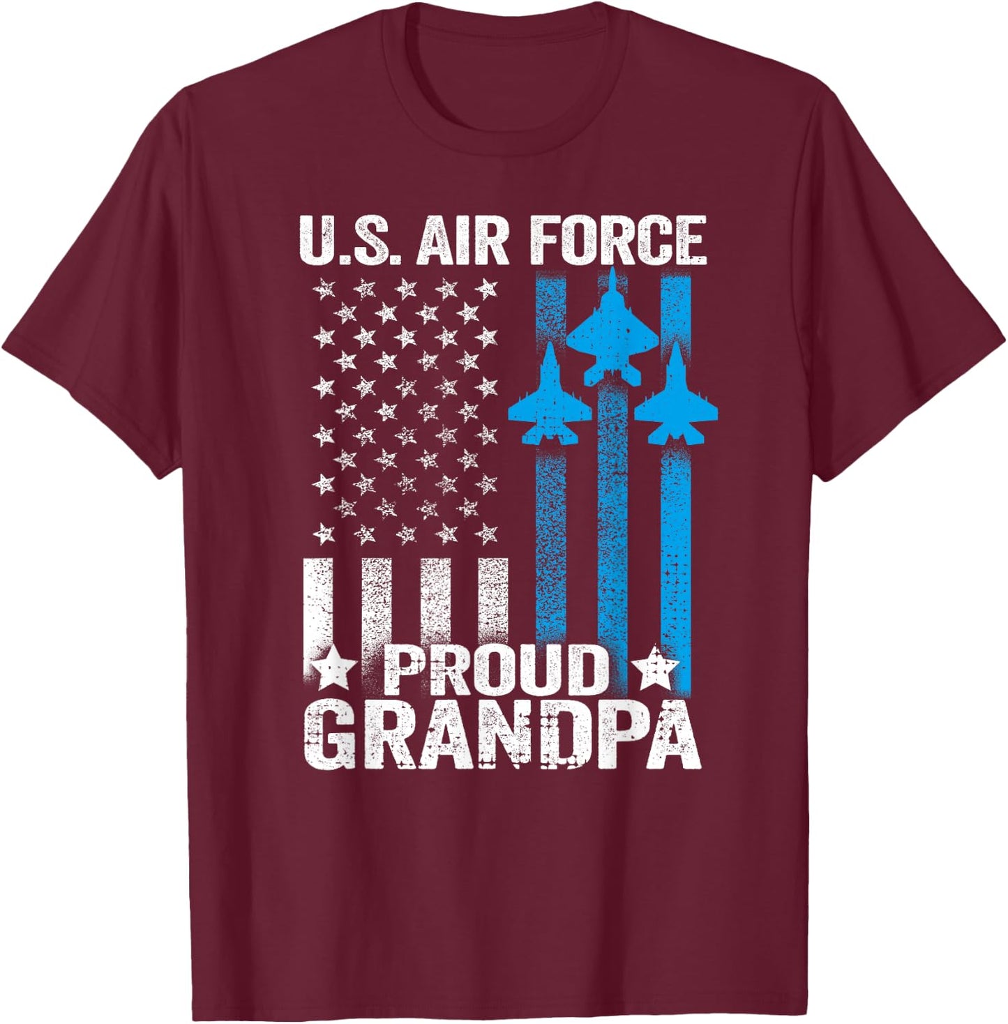 Proud Grandpa US Air Force T Shirt - USAF Shirt T-Shirt - T-Shirt | Maroon