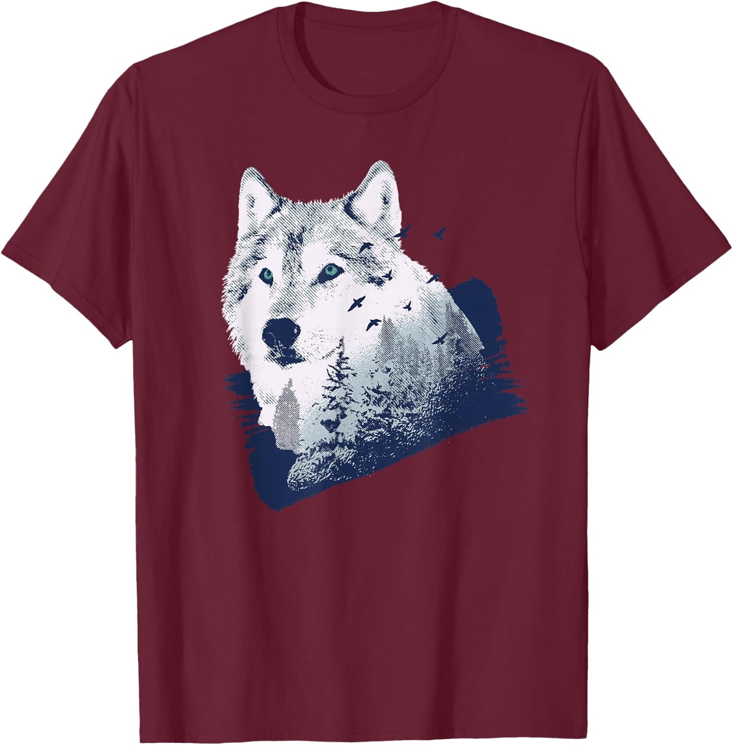 Wolf Nature Forest Outdoor Wolves Hiking Wolf Lover Gift T-Shirt - T-Shirt | Maroon