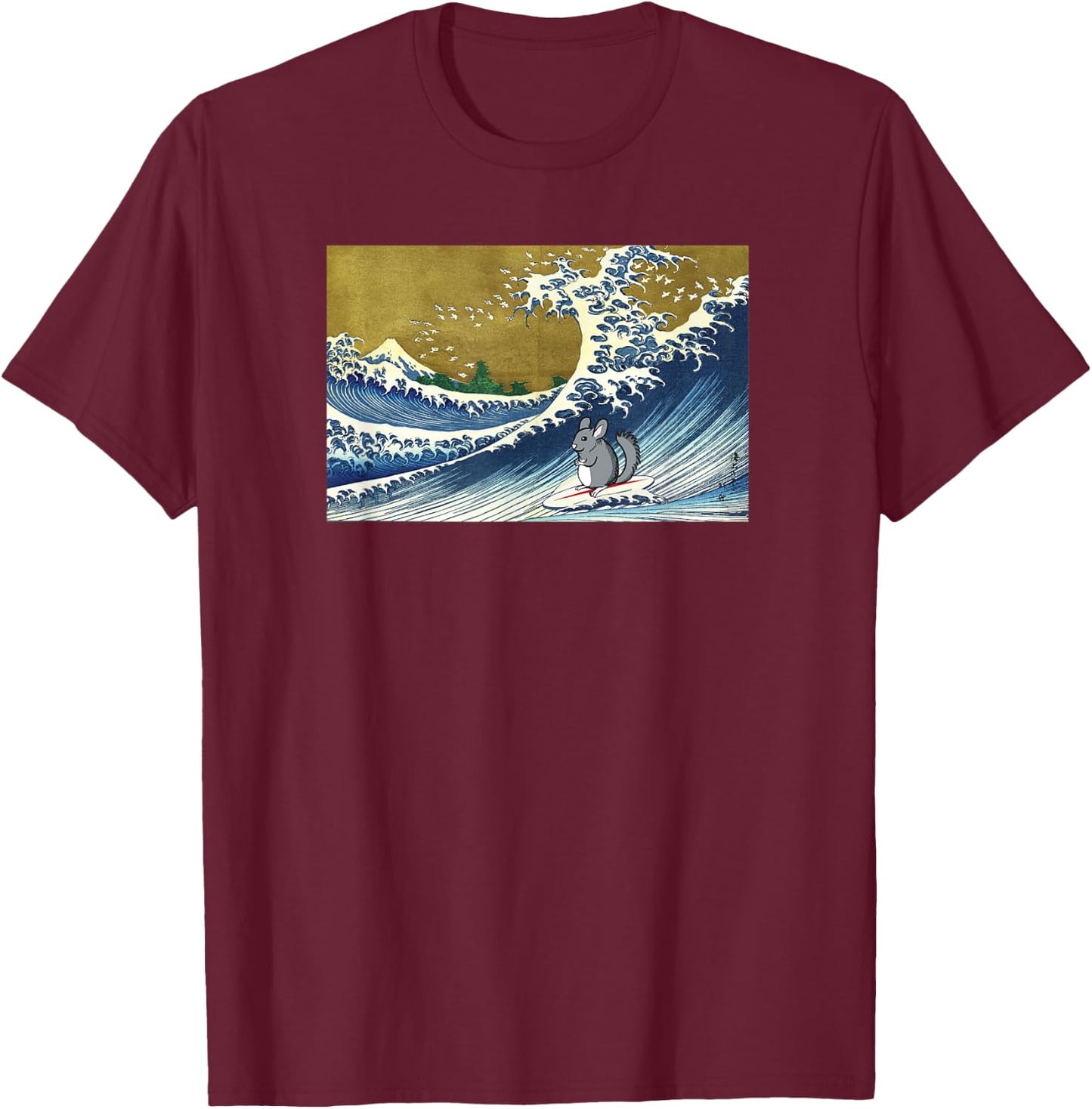 Retro Vintage Surfing Wave Pet Chinchilla Lover T-Shirt - T-Shirt | Maroon