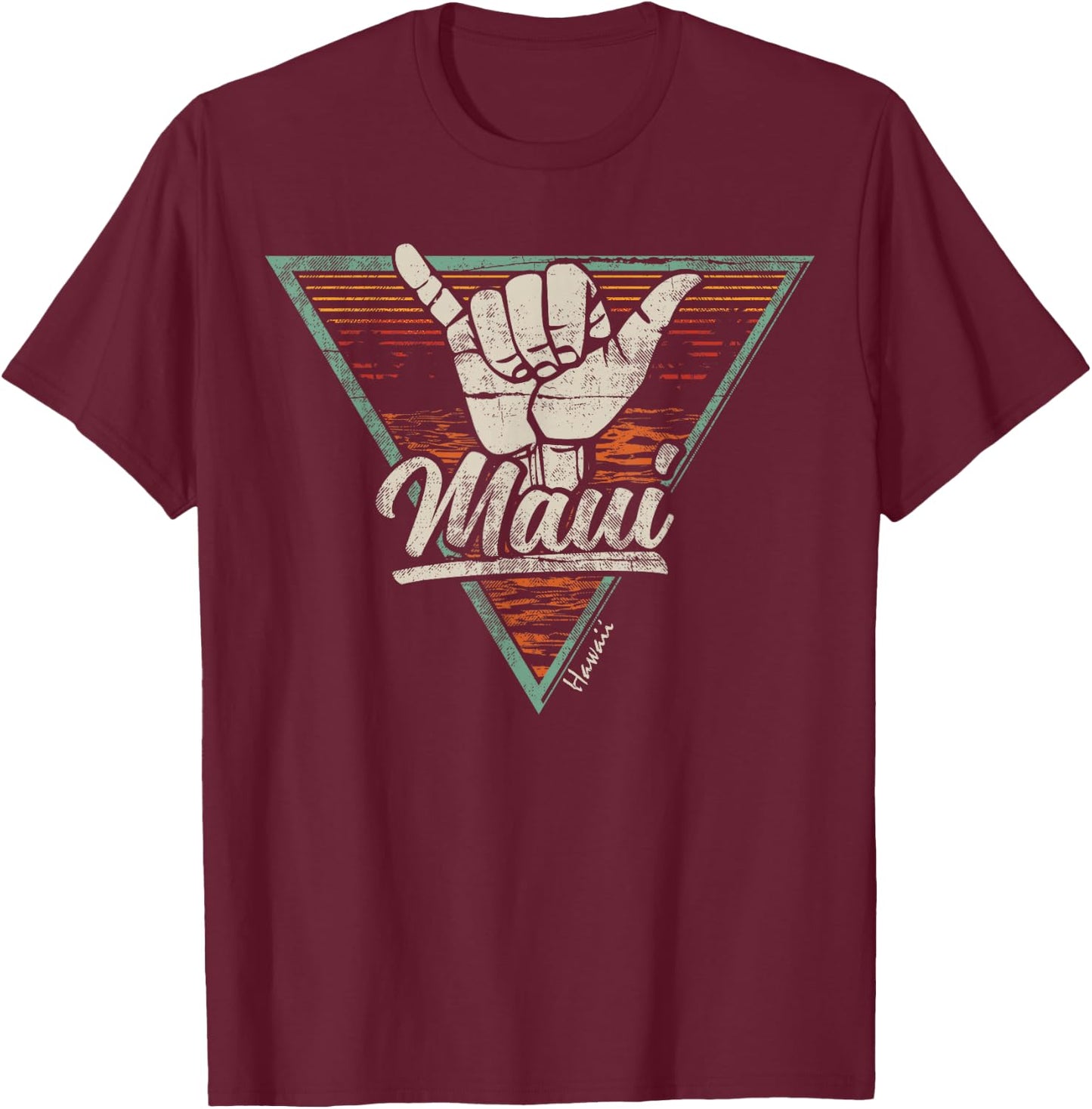 Vintage Shaka Maui Hawaii Shirt - Maui HI Shirt T-Shirt - T-Shirt | Maroon