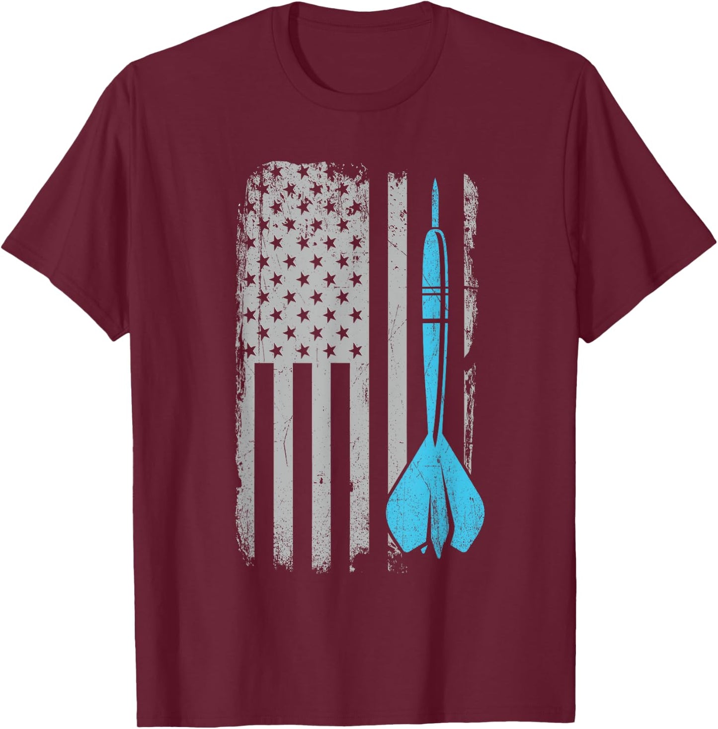 Throwing Darts - Vintage USA American Flag for Dart Players T-Shirt - T-Shirt | Maroon