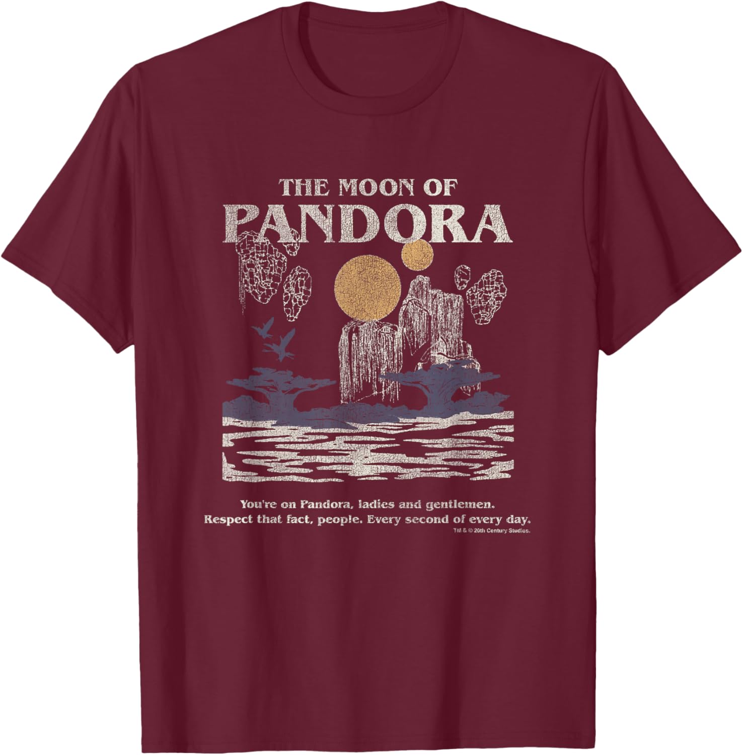 Avatar The Moon Of Pandora Vintage Travel Landscape T-Shirt - T-Shirt | Maroon