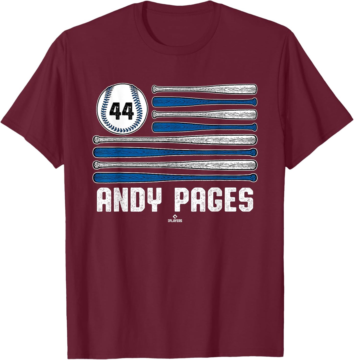 Baseball American Flag Andy Pages Los Angeles Baseball MLBPA T-Shirt - T-Shirt | Maroon