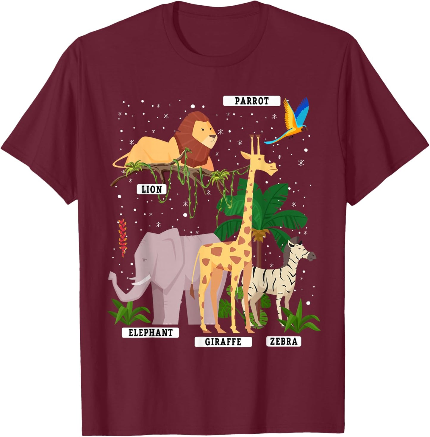 Forest Animals & Jungle Animal Idea For Kids & Animal Themed T-Shirt - T-Shirt | Maroon