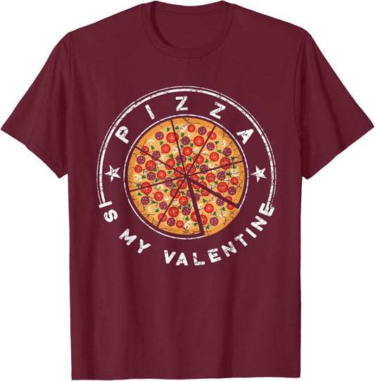 Pizza Is My Valentine T Shirt Valentines Day for Boys Kids T-Shirt - T-Shirt | Maroon