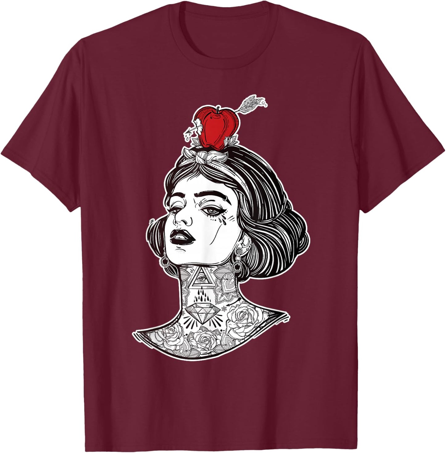 Red Apple Arrow Aim - William Tell Pin-Up Tattoo T-Shirt - T-Shirt | Maroon