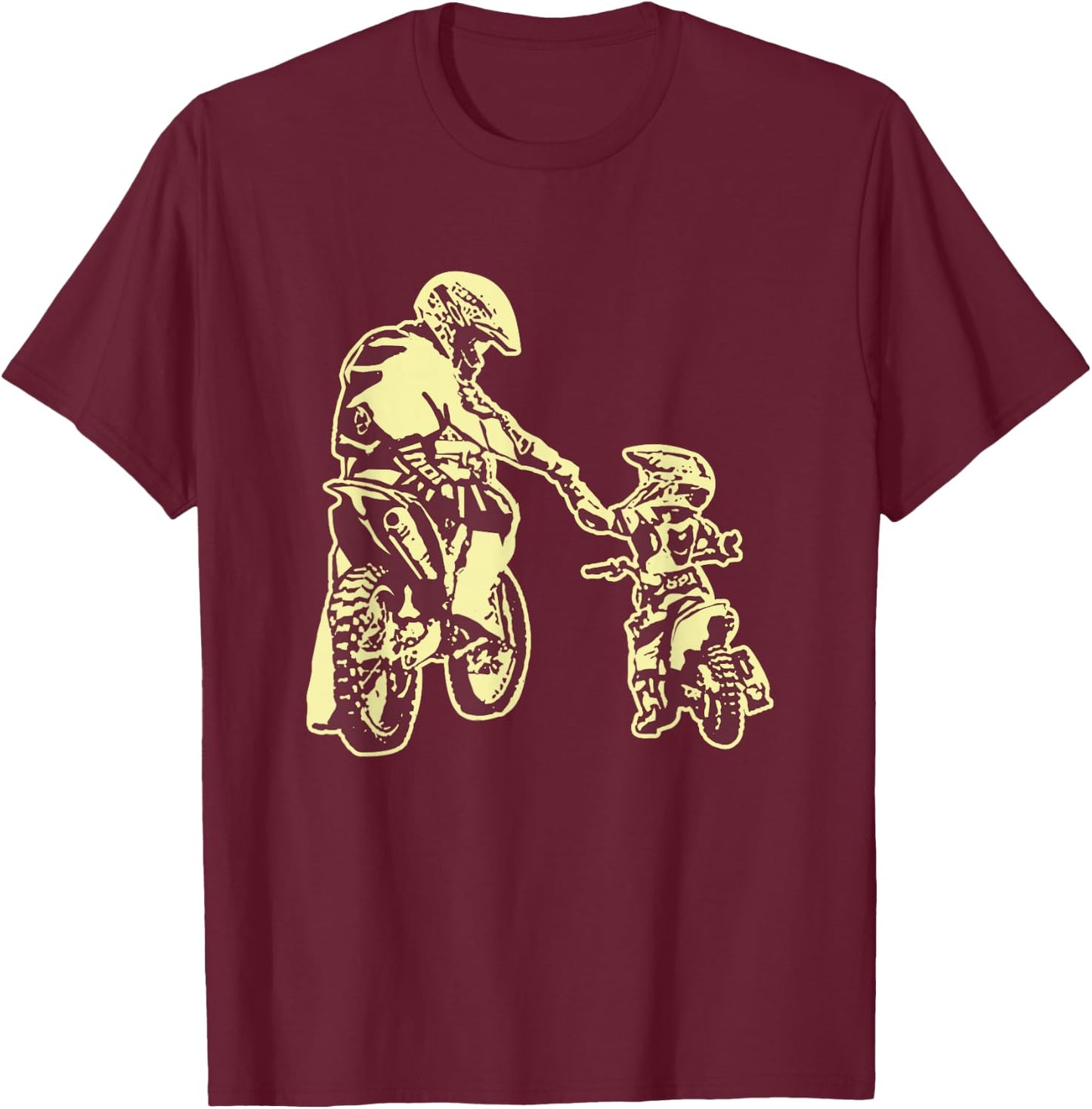 Father and Son Dirt Bike Racer Dirt Road Racing Motorcycle T-Shirt - T-Shirt | Maroon