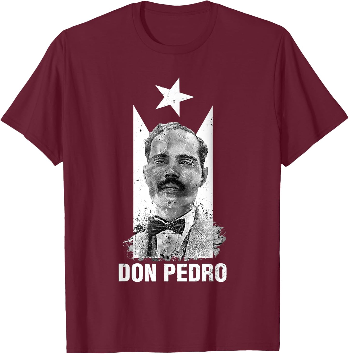 Pedro Albizu Campos Black Puerto Rico Flag Don Pedro T-Shirt - T-Shirt | Maroon